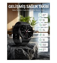 Mey İthalat® Amoled Ekran Metal Deri Silikon Kordonlu Uyku ve Sağlık Takibi
