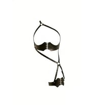 pilelistore Siyah Jartiyer Harness Deri Zımba Detaylı Vücut Aksesuarı - Brf1372 (Haki)