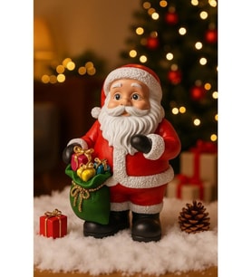 Dekoratif El Yapımı Büyük Boy 25x16 cm Noel Baba Biblosu Yılbaşı Dekoratif Süs Yeni Yıl Ev Ofis Masa Üstü Dekorasyonu