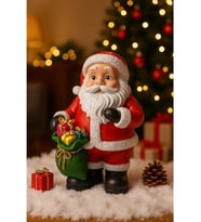 Dekoratif El Yapımı Büyük Boy 25x16 cm Noel Baba Biblosu Yılbaşı Dekoratif Süs Yeni Yıl Ev Ofis Masa Üstü Dekorasyonu
