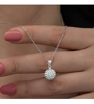 Gümüş Beyaz Kristal Taşlı Kadın Kolye