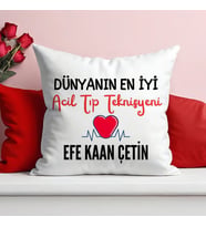 Dünyanın En İyi Acil Tıp Teknisyeni Baskılı Elyaf Dolgulu Saten Hediye Yastık