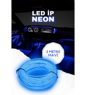 Her Araca Uyumlu Universal İp Neon Led - Mavi Renk 2 Metre 12V