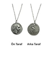 Thetis Deniz Tanrıçası Figürlü Roma Para Kolye – Çift Taraflı – 1 Adet – 60 cm Zincirli Metal Kolye (Gümüş)