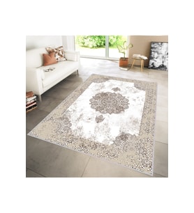 Rovigo Home Dijital Baskı Yıkanabilir Kaymaz Taban Salon Halısı RVG1204 80x150 cm (Bej)