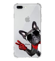 PrintiFy Apple iPhone 8 Plus Uyumlu Köpek 2 Baskılı Şeffaf Köşe Korumalı Antişok Kılıf