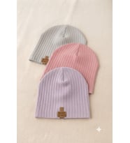 Organik Pamuklu, Yumuşak Dokulu, Ribanalı Düz Model 3’lü Set Unisex Bebek Şapkası-Kiremit-Yeşil-Krem