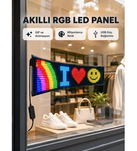 RGB LED Panel – USB Güç Girişli, GIF ve Yazı Gösterimli Akıllı Ekran
