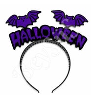 Cadılar Bayramı Halloween Yazılı Yarasalı Sallanan Taç Mor