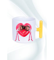Mutlu Çiftler Love Kalp Baskılı Hediye T Saplı Kupa Bardak Porselen Çay Kahve Fincanı
