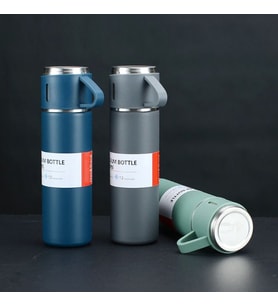 Paslanmaz Çelik Bardaklı Termos Seti 500 ML