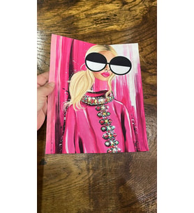 SARI SAÇLI PEMBE KIZ ARMA DİKİŞ APLİKE 23X19 CM