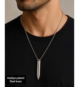 Minimal Mızrak Uçlu Gümüş Renk Erkek Kolye