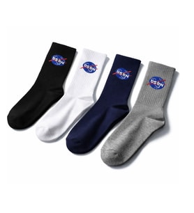 NASA Logolu Unisex Pamuklu Kısa Konç Çorap Siyah Beyaz Lacivert Gri 4 Renk