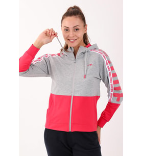 Maraton Regular Kadın Kapüşonlu Gri Melanj Tracktop