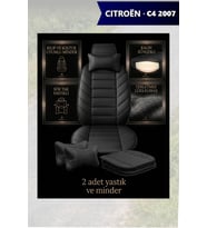 citron c4 2007 Koltuk ve Kılıf uyumlu Siyah Yastık Minder Lüks 2 Minder 2 Yastık