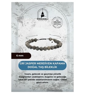Gri Jasper 6mm Merdiven Kapama Doğal Taş Bileklik