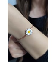 Papatya Tasarım Mineli Rose Kaplama 925 Ayar Gümüş Kadın Bileklik