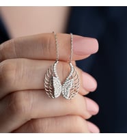 Vaoov 925 Ayar Gümüş Taşlı Kanatlı Melek Kolye