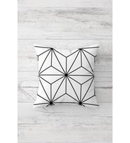 Beyaz Geometrik Desen Çift Tarafı Baskılı Gizli Fermuarlı Yastık Kılıfı Kırlent Koltuk Yastık Kılıfı