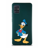 Samsung Galaxy A51 Soft Premier Kapak Donald Duck-C Tasarımlı Silikon Kılıf - Yeşil (Şeffaf)