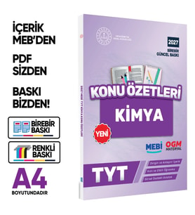 2027 YKS-TYT MEBİ-OGM Kimya Pratik Konu Özet Kitabı RENKLİ A4 Boyut Görsel Destekli BASKI ÜCRETİ