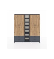 Arges Dolap 12 Raflı 4 Çekmeceli 2 Askılı 220x30x243 Antrasit-Çam/Antrasit
