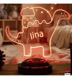 Dinozor Figürlü Kişiye Özel 3D LED Lamba  Renkli ve Eğlenceli Hediye - LoveLamp