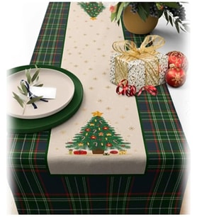 Dijital Baskılı Runner Örtüsü Christmas Yeşil 40x140 cm