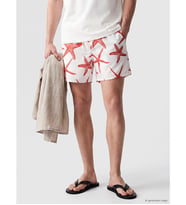 LCW SWIMWEAR Kırmızı Kısa Boy Desenli Erkek Deniz Şortu