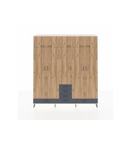 Hyperion Dolap 6 Raflı 6 Çekmeceli 4 Askılı 220x44x243 Aytaşı-Çam/Antrasit