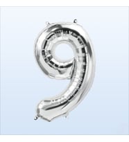 9 Yaş Rakam Gümüş Folyo Balon - 76 cm