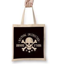 Driver Instructor School Skull Lesson Teacher Novice Driver Bez Çanta Uzun Saplı