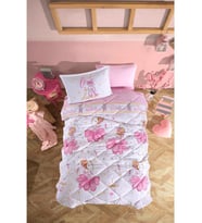 Clasy %100 Pamuk Tek Kişilik Uyku Seti (Lastikli Çarşaflı) Ballerina V1 Pembe