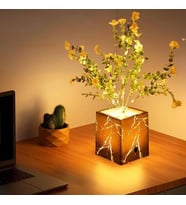 River World Süs Bit kisi Masaüstü LED Işıklı Yapay Bit ki Saksısı Siyah