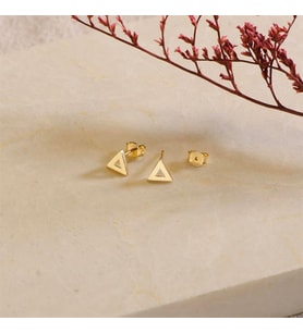 14 Ayar Altın Üçgen Sade Küpe 0,94 gr