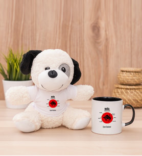 Kişiye Özel Boğa Burcuna Hediye Peluş Köpek ve Siyah Kupa