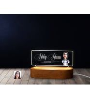 BK Gift Kişiye Özel İsimli Doktor Karikatürlü Led Işıklı Akrilik Masa İsimliği-5, Ofis Dekoru, Mesleki Hediye, Ofis Hediyeleri