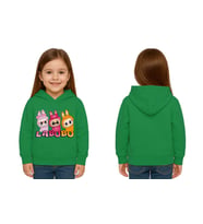 Unisex Baskılı Çocuk Swaetshirt Labubu Baskılı Kapüşonlu 3 İplik Şardonlu (Yeşil)