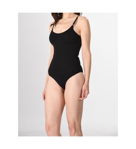 Kadın 1 Beden Küçülten Ayar Askılı Çıtçıtlı Body Siyah Renk Dikişsiz Korse