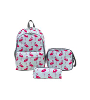 Superbag Kız Çocuk Ilkokul Çantası Flamingo Desenli Sırt Çantası Beslenmelik Ve Kalemlik 3'lü Set (Pembe-Turkuaz)