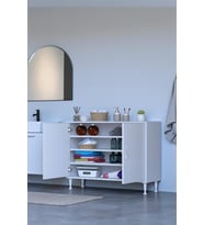 Eliusta Nirat 90 cm 4 Bölmeli Beyaz Banyo Mutfak Dolabı 3 Raflı Kapaklı Çok Amaçlı Dolap 90x75x32,5 cm