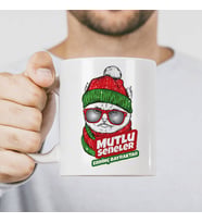 Kişiye Özel Mutlu Seneler Kedicikli Yeni Yıl Bardağı
