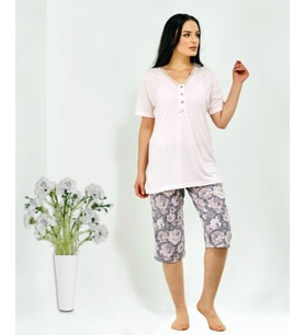 HF Club 3102 Kadın Açık Yaka Kapri Pijama Takımı