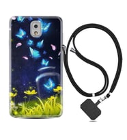 Samsung Note 3 4 5 8 9 20 Ultra 10 Lite Kılıf Boyun Askılı Silikon Neon Butterflys 1309