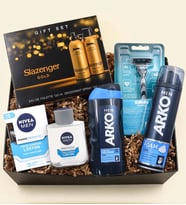 Slazenger Active Sport Deodorant+Parfüm Seti & Arko Men Tıraş Köpüğü & Tıraş Bıçağı & Nıvea Tıraş Sonrası Losyon & Arko Men Tıraş Kolonyası Hediye Seti