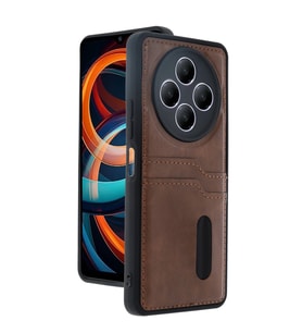 Xiaomi Redmi 14c Kılıf Sara Kartvizitli Deri Kılıf - Taba