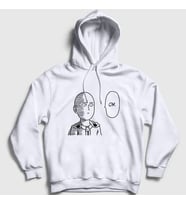 Presmono Unisex Beyaz Ok Anime One Punch Man Kapüşonlu Sweatshirt 240698tt
