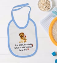 BK Kids Kişiye Özel Mavi Bebek Mama Önlüğü - Model 28