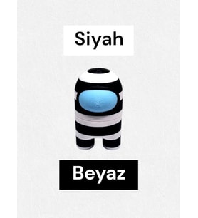AmongUs Taraftar, Mıknatıslı, Çizgili Siyah-Beyaz Among Us 6 cm (Siyah - Beyaz)